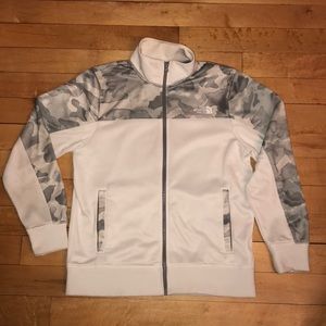 Mens white and camouflage North Face zipper jacket